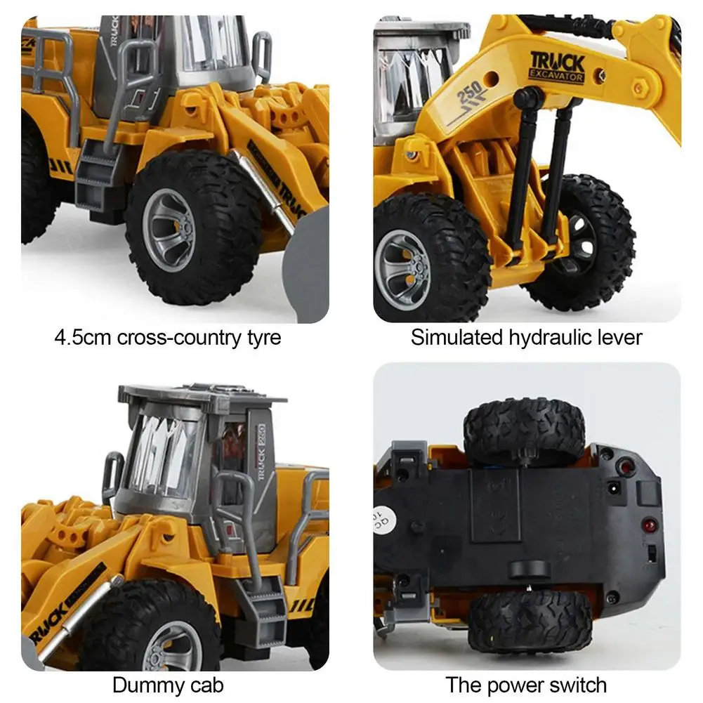RC Car Excavator Truck Model Remote Control ABS Engineering Vehicle Beach Toys Kids Boys Birthday Christmas Gifts 4