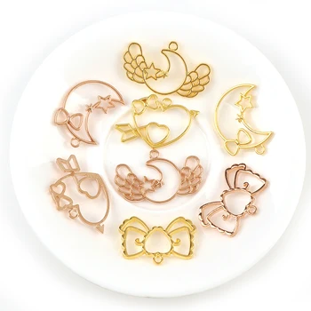 

4 Pcs/set Mixed Moon Bow Metal Frame Pendant Bezel Setting UV Resin Charm Jewelry Casting Craft DIY Mold