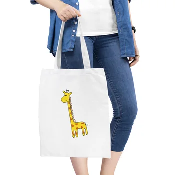 

Ginger Deer Printing Cute Animal Shopping Bag For Women Girl Lady Canvas Cotton Tote Shoulder Bags Reusable Grocery Bags