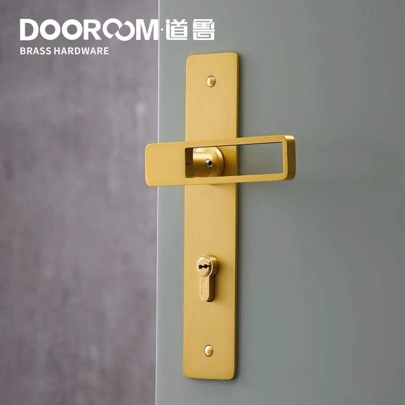 Дверной рычаг Dooroom латунный ультратонкий бесшумный черный золотой замок для