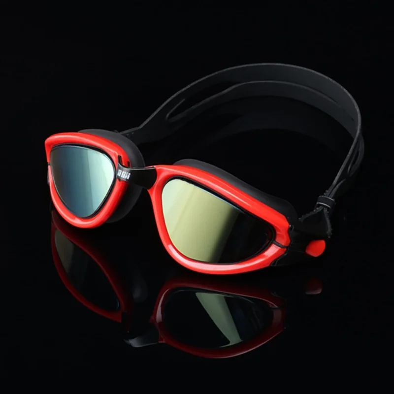 H Professional Sports Swimming Goggles Unisex Large Frame Waterproof Lens Glasses Adult Silicone Eyewear Sportswear Accessories - Цвет: RED BLACK