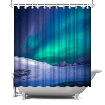 

Photo Custom Shower Curtain Aurora Waterproof Polyester Fabric Bath Curtain for Bathroom Decor with Hooks 180x180cm Cortina