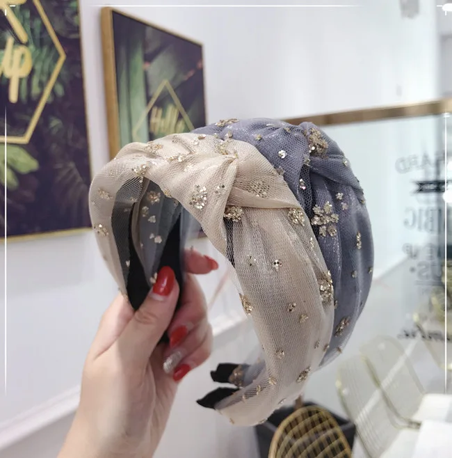 36 шт./лот DIY простой мульти золочение блёстки повязки на голову марлевые цветы галстук повязки с узелком Инструменты для укладки волос аксессуар HA1581