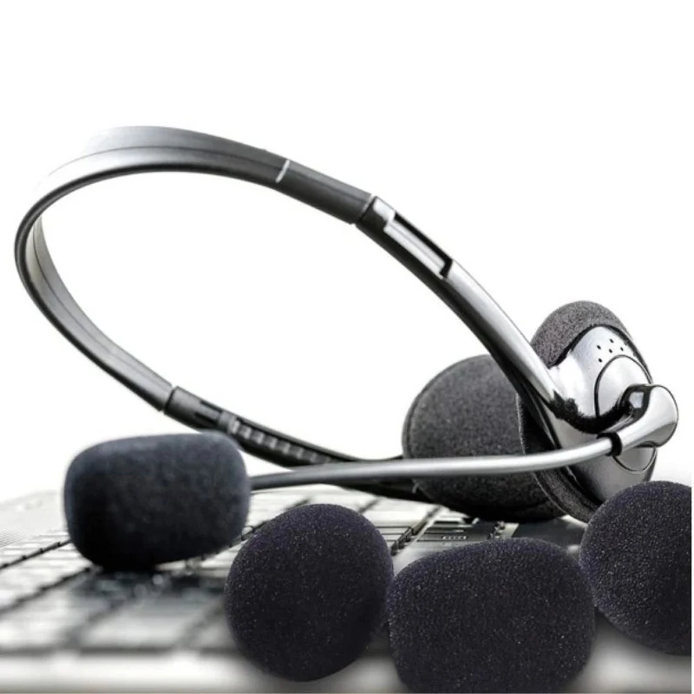 10Pcs Black Mic Protector Replacement Headset Foam Covers Windscreen Windshield Sponge Covers Microphone Cover for Meeting Mic