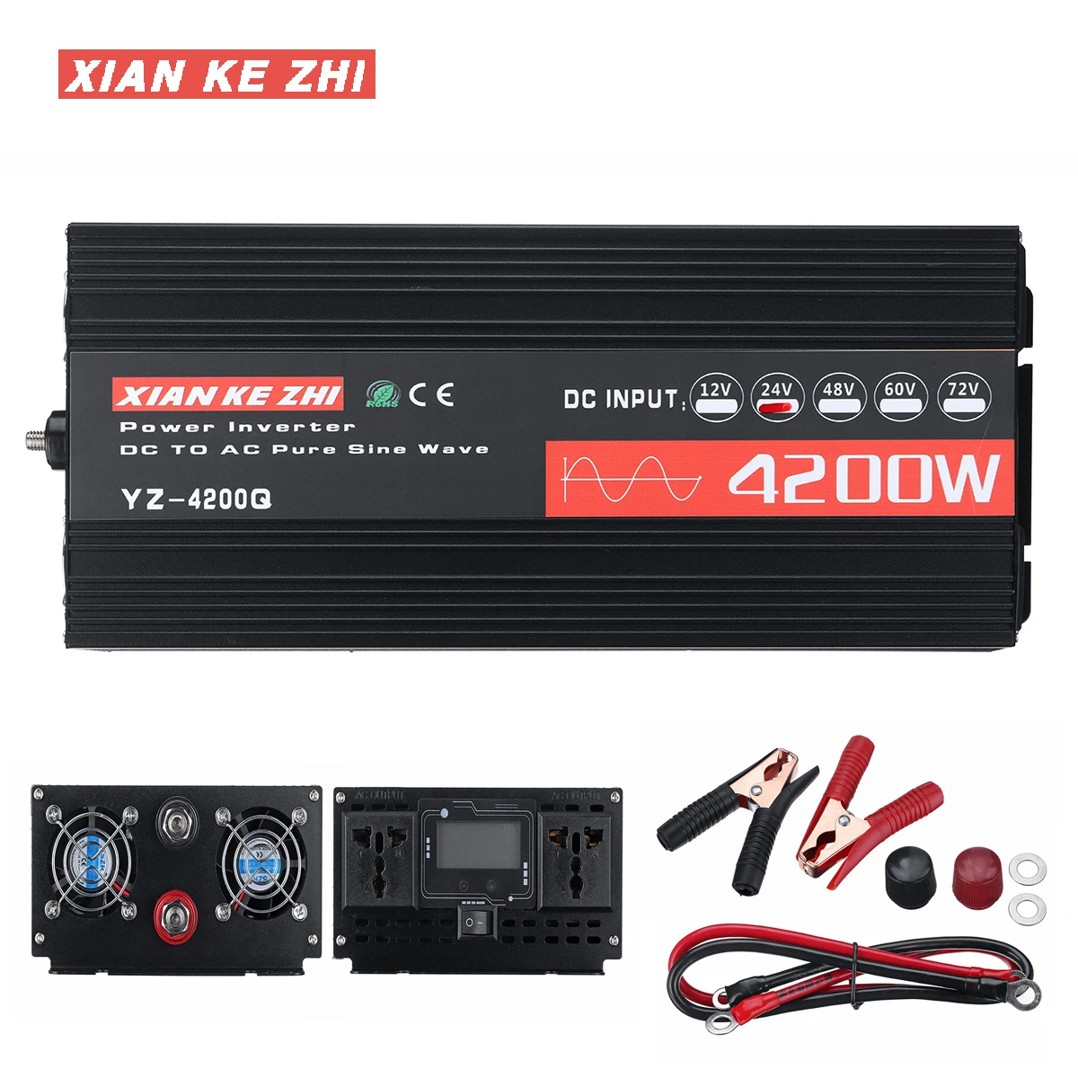 Инвертор 12V/24V/48/60V 220V 2600/4200W Напряжение трансформатор с немодулированным