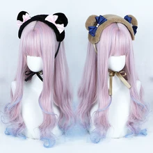 

Japanese Lolita Bear Ears Lace Bow Headband with Tether Hair Hoop Anime Kawaii Maid Cosplay Costume Headpiece Costume Accessory