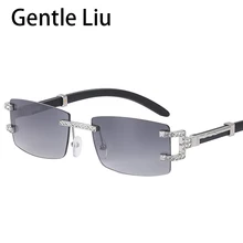 

Fashion Rimless Square Sunglasses Women Retro 2021 Luxury Brand Rectangle Sun Glasses For Men Vintage Framless Eyeglasses UV400