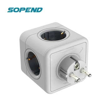 

Sopend 2 USB Power Strips Plug Socket Extension EU with Multi Outlet 4 Smart Ports Powercube for Office Home Charger Electronic