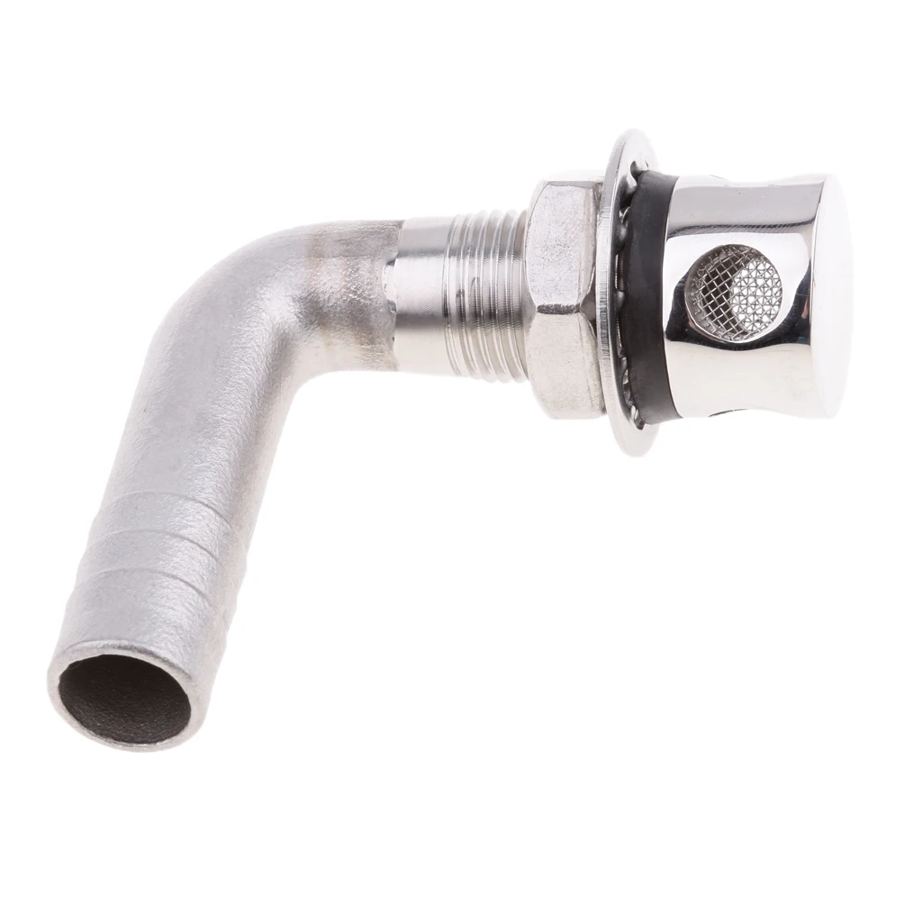 Stainless Steel Boat Yacht 90 Degree Angle Fuel Gas Tank Vent, Silver