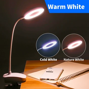 

3 Modes Dimmable Desk Lamp LED Portable Table Light USB Clip Book Lampe LED Bedroom Night Lights 1200mAh Rechargeable Battery