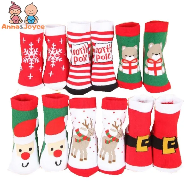 6pairs/lot Winter Cotton thick socks Baby Socks Children In The Tube Gift Christmas Socks TWS0364