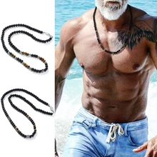 Boho frisado colares para homem étnico colar mala colar tribal surfista jóias presente para homem