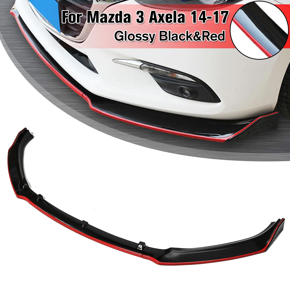 for Mazda 3 Axela sedan Front lip-17 appearance ABS plastic three-section front shovel front spoiler decorative auto par