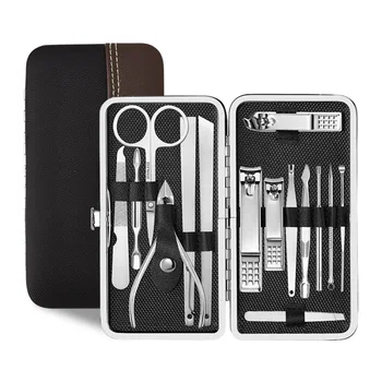 

15pcs/set Nail Clipper Set Manicure Black Nail Clippers Pedicure Tools Portable Travel Multifunctional Beauty Set G1217