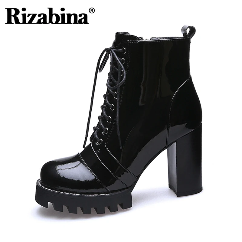 Рыцарские ботинки RIZABINA на толстой платформе зимние модные теплые из натуральной