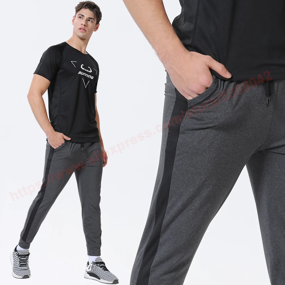 Эластичные полосатые спортивные штаны для мужчин, для бега, футбола, тренировок, сшитые штаны, для баскетбола, бега, фитнеса, брюки с высокой талией