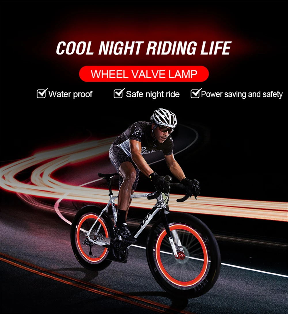 Luz de neón para radios de bicicleta, boquilla de válvula para neumáticos de bicicleta de montaña y carretera, lámparas LED impermeables, accesorios para ciclismo