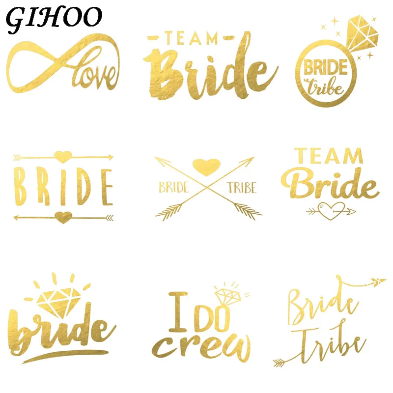 

10pcs Single Hen Party Team Bride To Be Tattoo Stickers Decoration Body Bridal Shower Bachelorette Party Wedding Decor Supplies