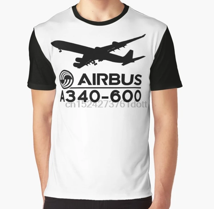 Женская футболка с 3D принтом, Мужская забавная футболка Airbus A340-600 силуэта(черная), графическая футболка