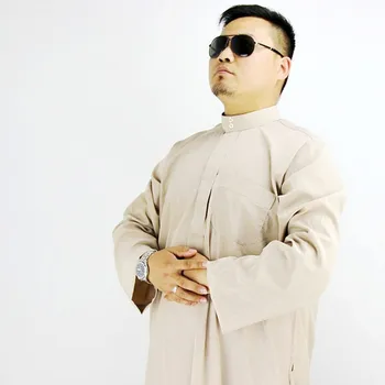 

Solid Polyester Full Sleeve Dubai Muslim Jubba Thobe Turkish Kaftan Islamic Costumes Long Robe Gown Male Outfit Ramadan Wear
