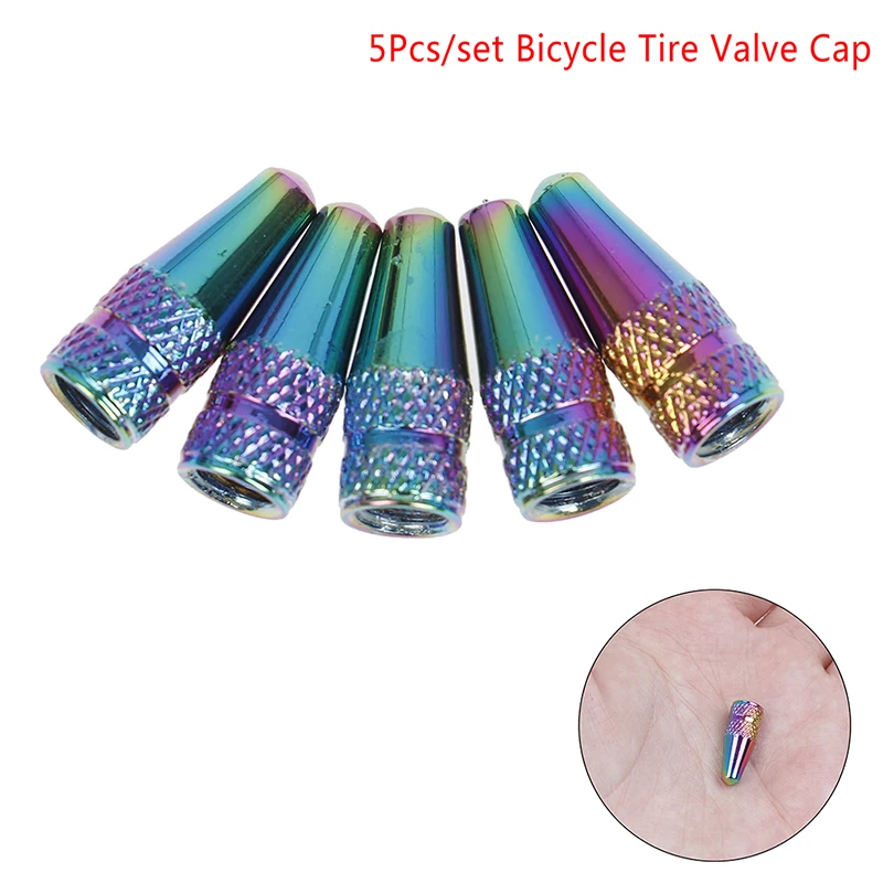 5pcs/lot Bicycle Tire Valve Cap for Presta Bike Tyre Valve Stem Aluminum Alloy Metal Dust Covers Accessories Rainbow Color