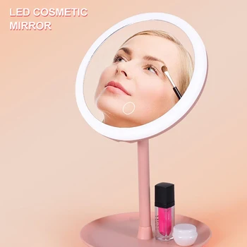 

Desktop Vanity Mirror USB Charging Led with Lamp Foldable HD Mirror Chassis Storage Stepless Dimming Vanity Mirror Cosmetic