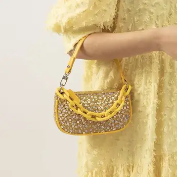 

2020 New Fashion Acrylic Chain Handbag Women Personality Crossbody Shoulder Bag Ladies Mini Underarm Messenger Bag Female Totes