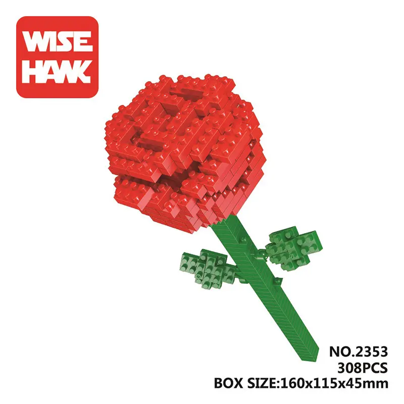WiseHawk мини-блоки Kawaii ярко-розовая Цветочная 3D пластиковые детали для конструктора DIY Мини мультяшная модель подарки развивающие игрушки для детей