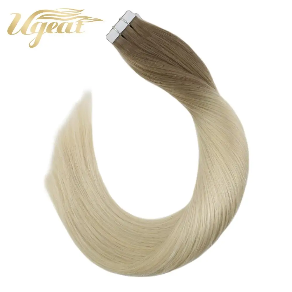

Ugeat Real Tape in Human Natural Hair Extensions Double Sided Adhesive Machine Brazilian Remy Hair Extensions Ombre Color