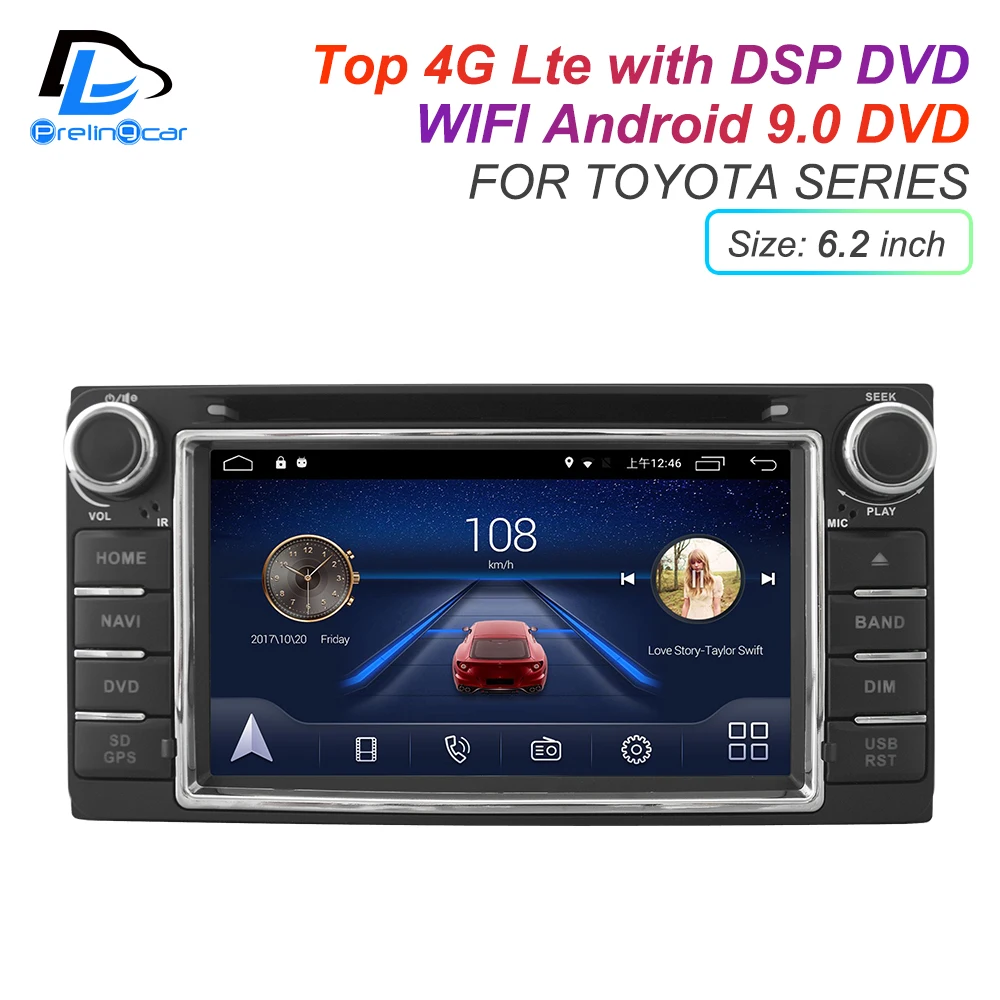 Ips сенсорный экран DSP звук Android 9,0 2 DIN 4g Lte радио для TOYOTA универсальный RAV4 COROLLA gps dvd-плеер стерео навигация