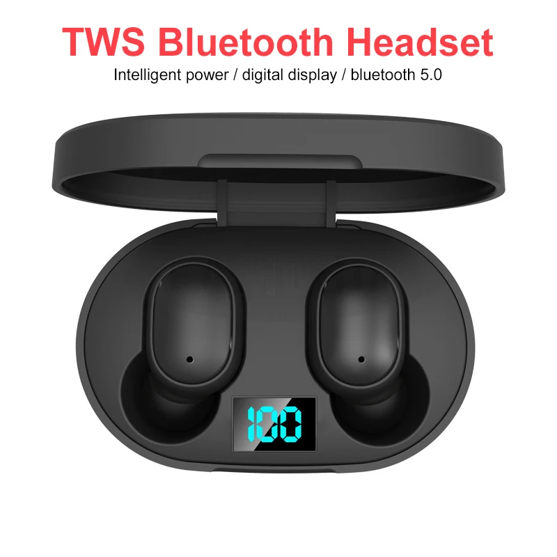 E6S TWS Bluetooth 5 0 Earphone HIFI Stereo Noise Reduction Wireless Earbuds Mini IPX5 Bluetooth Sports Headphone with Mic