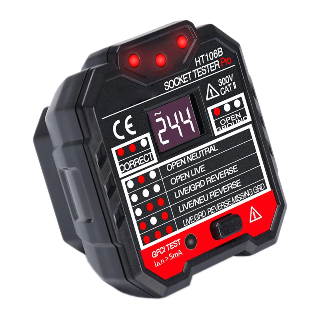 HT106B HT106D HT106E цифровой дисплей Розетка тестер Разъем полярности фазы контрольный детектор напряжение тест Многофункциональный электроскоп