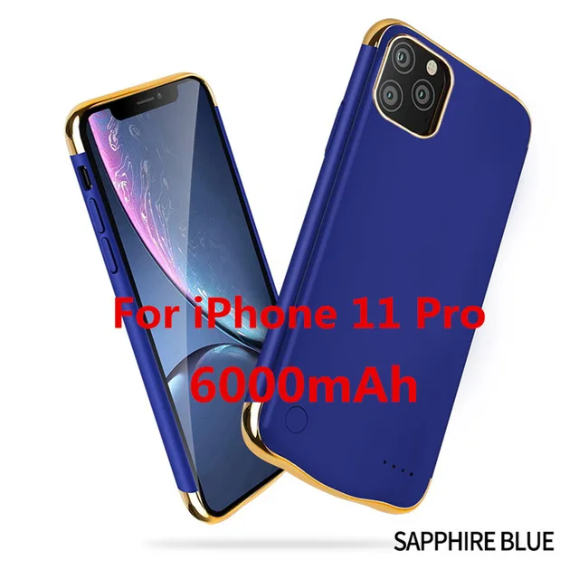 Blue for 11 Pro Чехол для аккумулятора для iPhone 11 Pro Max 5500/6000 mAh, зарядное устройство для iPhone 11, внешняя задняя упаковка, чехол для зарядного устройства - Цвет: Blue for 11 Pro