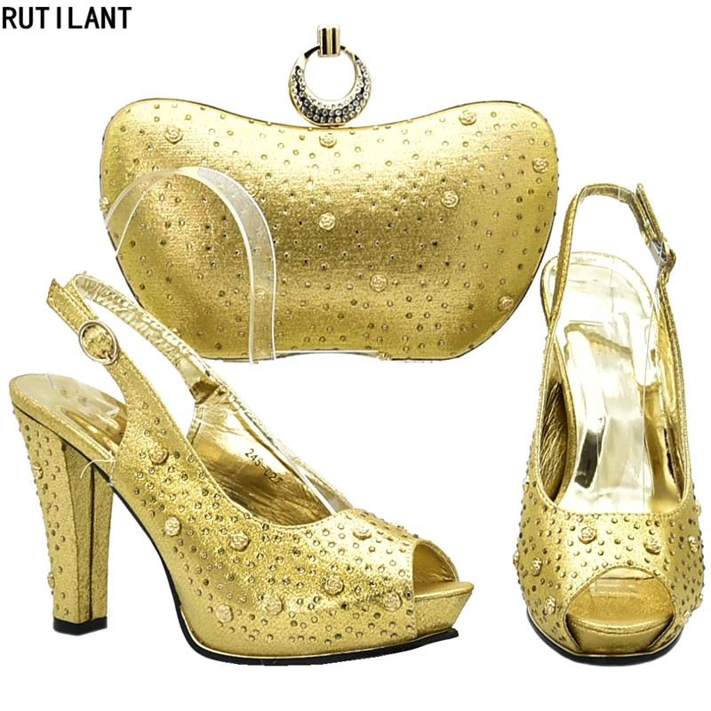 

New Italian Shoes and Bags To Match Shoes with Bag Set Decorated with Rhinestone Matching Shoes and Bag Set In Heels Party Pumps