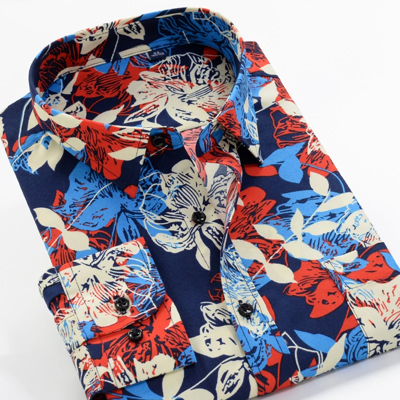 Большие размеры 7XL 8XL 9XL 10XL весна-осень рубашка с длинными рукавами с принтом Мужская модная классическая рубашка с цветочным принтом 13 цветов на выбор - Цвет: 226097