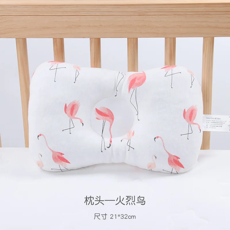Flamingo32x21cm Муслинтри детская подушка защита малыша Муслин Хлопок плоская подушка для головы постельные принадлежности набор - Цвет: Flamingo32x21cm