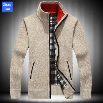 

2020 Autumn Men's Sweater Casual Long Sleeves Thickening Plus size Velvet Warm Trend Shirt Loose warmth zipper jacket Coat
