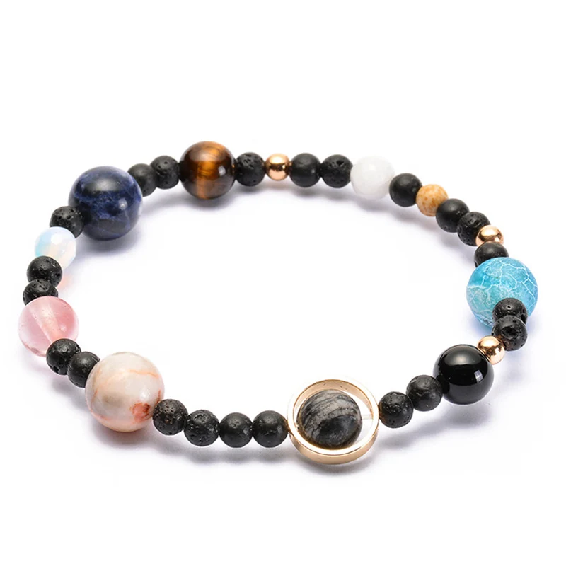 

Unique Handmade Universe Solar System Bracelet Charm Natural Stone Galaxy Star Beads Adjustable Bracelet Women Men Accessories
