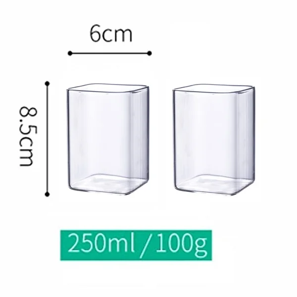 250ml Two cups Термостойкая квадратная стеклянная Бытовая Высокая боросиликатная чашка для воды большая чашка для завтрака, сока, молока, кофе, чашка 400 мл - Цвет: 250ml Two cups