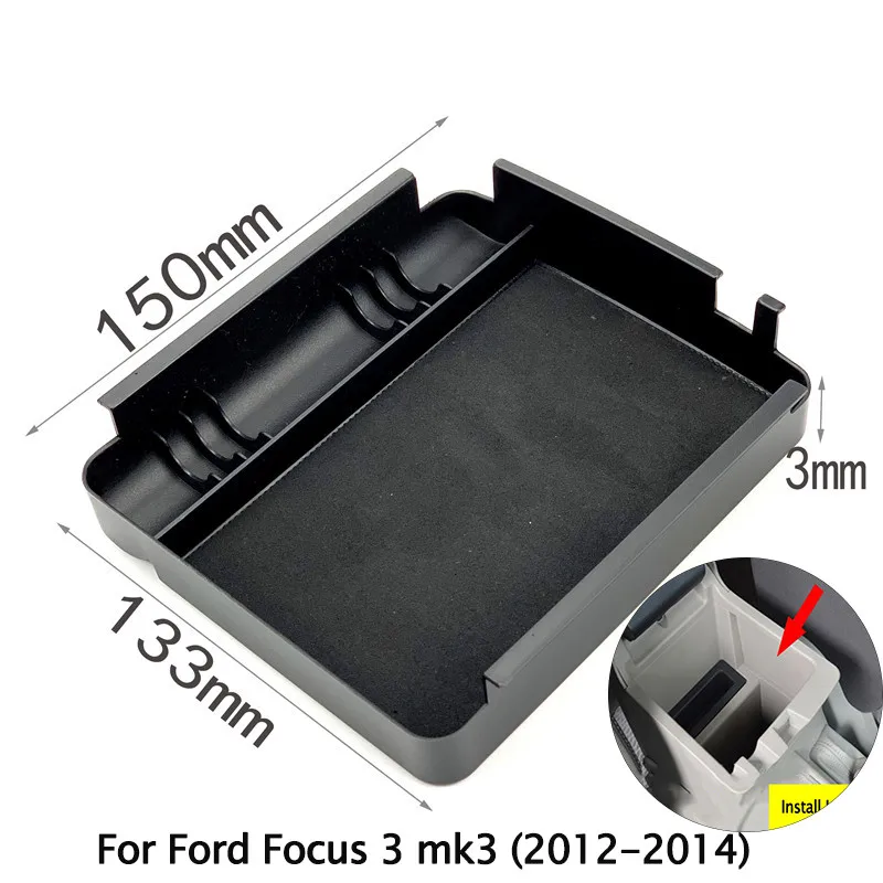 Автомобиль Стайлинг Аксессуары специализированный, модифицированный центральный полка для мелочей лоток перчатка ящичный поддон чехол для Ford Focus 3 mk3 2012 - Название цвета: Black