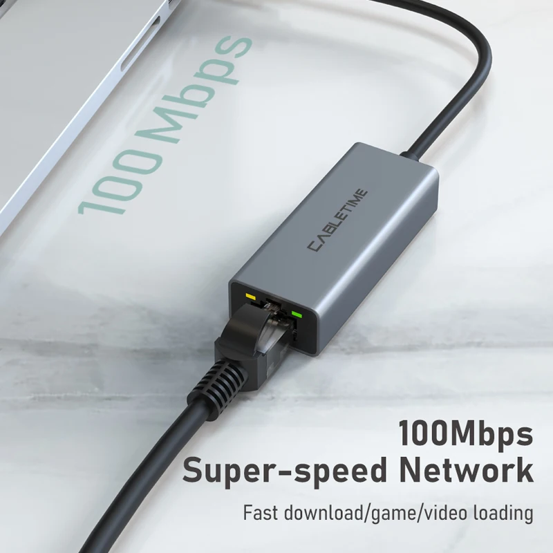 CABLETIME USB 이더넷 100Mbps 어댑터 USB 2.0 RJ45 네트워크 카드 닌텐도 스위치 맥북 에어 노트북 LAN 어댑터 C359