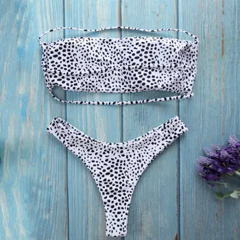 

Women's Sexy Tube Top Leopard Triangle Swimsuit Spring Summer Vacation Swimming