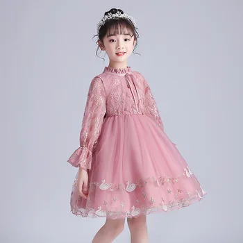 

2020 Children Girls Embriodery Lace Princess Tutu Dress Spring Autumn Girl Kids Birthday Party Formal Dresses Vestidos Clothes