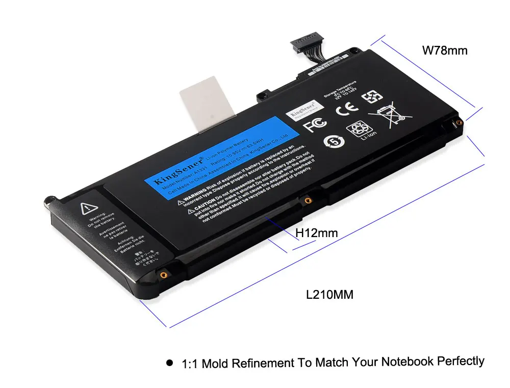 Bateria Nova do Portátil de Kingsener A1331 para Apple Macbook 13.3 A1342 Unibody Mc207ll a Mc516ll a 0206809-a 10.95v 63.5wh - Imagem 6