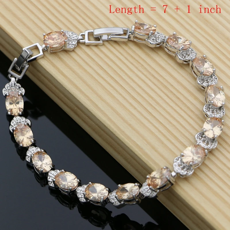 Monkey 925 Silver Bridal Jewelry Champagne Zircon Jewelry Sets For Women Earrings Sets Birthday Gifts