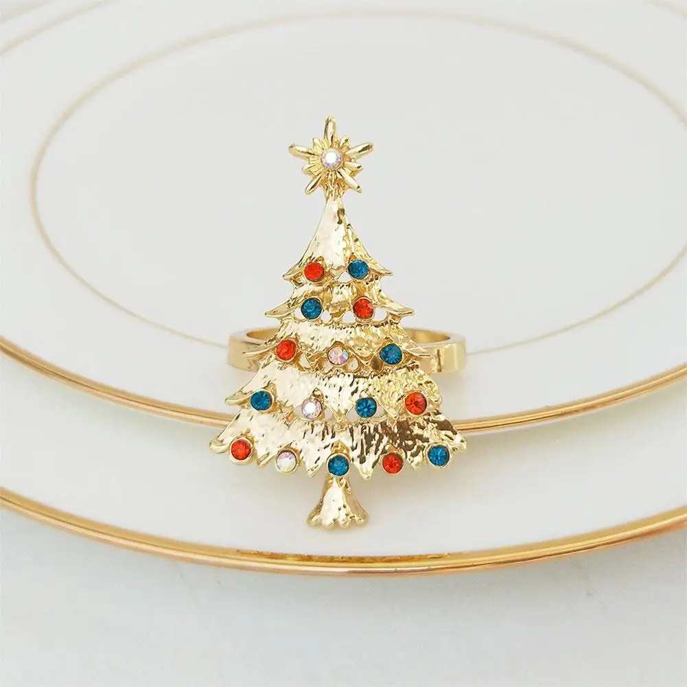 Рождественская елка, салфетка, пряжка, кольцо Металлическое для салфетки, свадебные, вечерние, для стола, кольцо для салфеток, Рождественское украшение для дома servilletero