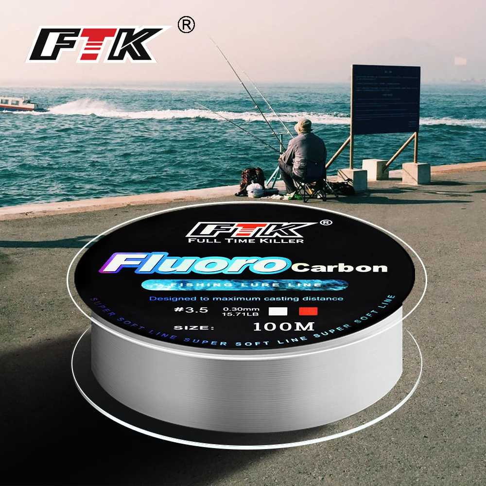 FTK 100m  4.13-34.32LB Fluorocarbon Fishing Lure Line Carbon Fiber Leader Fly Fishing Line Super Soft Line Pesca