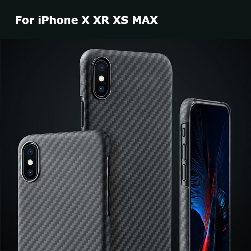 Роскошный чехол из углеродного волокна для iPhone X матовый арамидного 0 7 мм