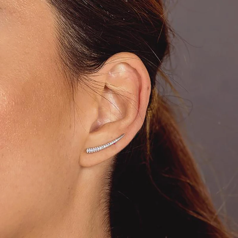2021 gold-plated Ear Jackets Climbers Clip Earrings For Women CZ Zircon Stud Earring Earcuffs Men Jewelry Wholesale