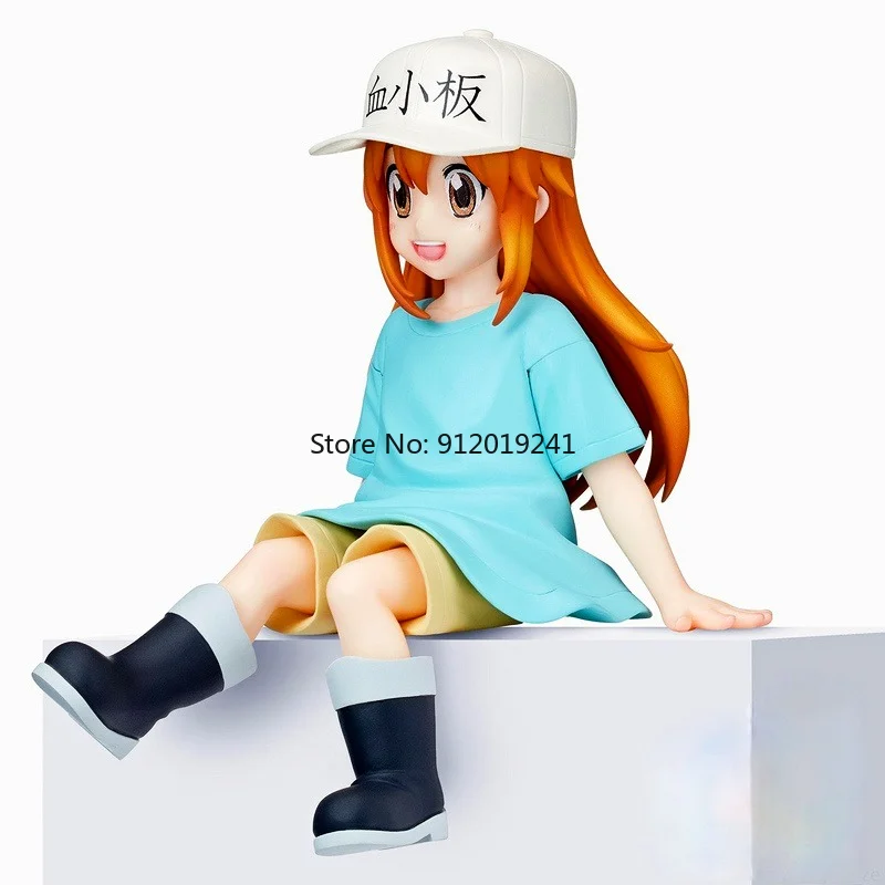 

12cm Original Cells at Work! Anime Figure Q Ver Platelet Sitting Action Figure Collectible Model Toys Lovely Cute Doll Kids Gift